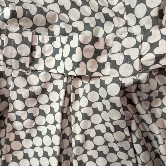 Atmosphere Trench Coat Polka Dot Heart Print Belted Jacket Gray Cream US Size 6 - Picture 8 of 14